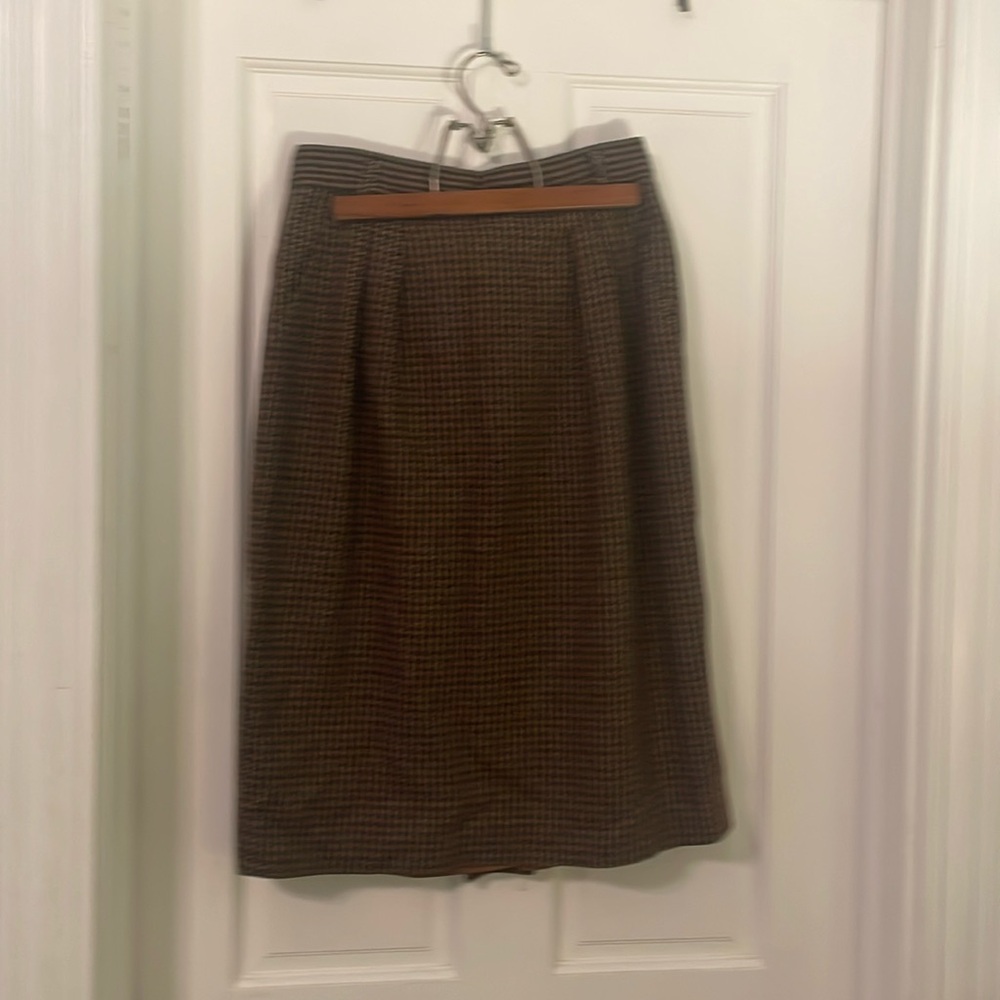 Vintage 100% Wool - Size 12 1980’s Academia Herringbone Preppy Librarian Skirt